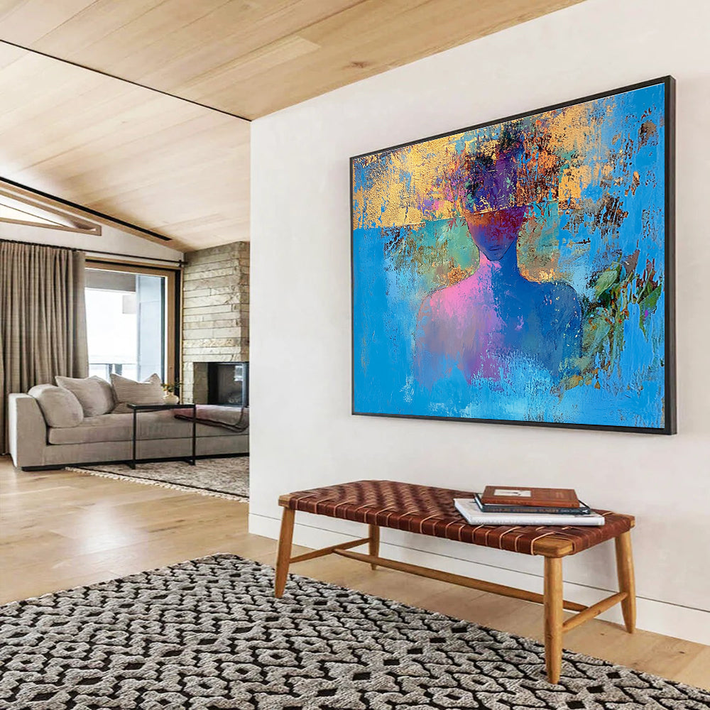 Blue Gold Colorful - Head Abstract Figure Abstract Painting DYP021