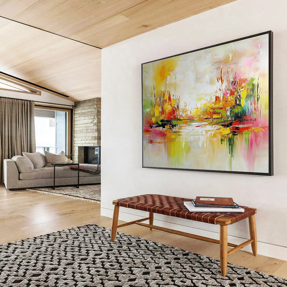 Colorful Abstract Cityscape Painting with Vibrant Hues DYP297