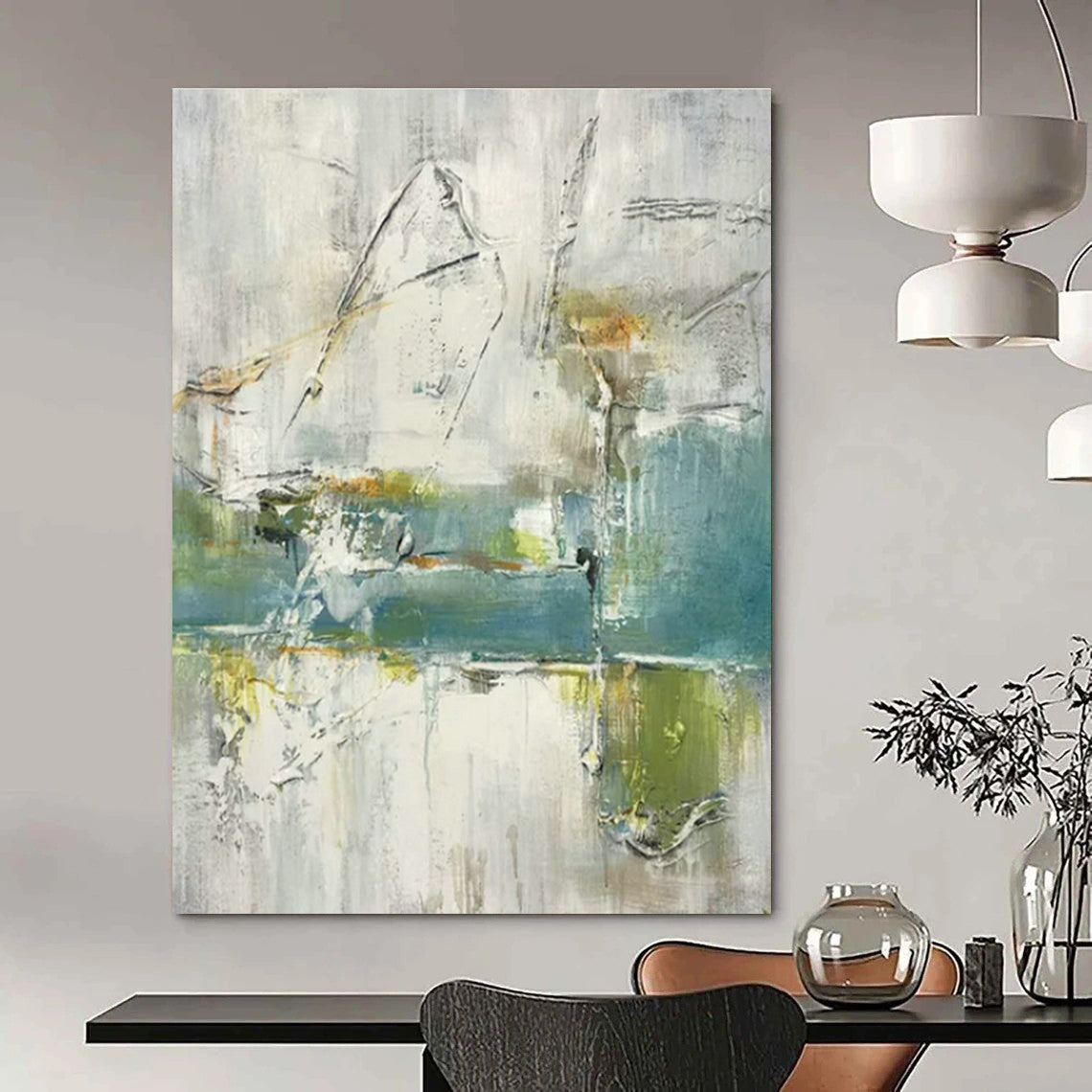 Original Hand-Painted Abstract Canvas for Cottage Living Room Wall Sconce Niche & Bedroom Alarm Clock Shelf Wall DLZ1780