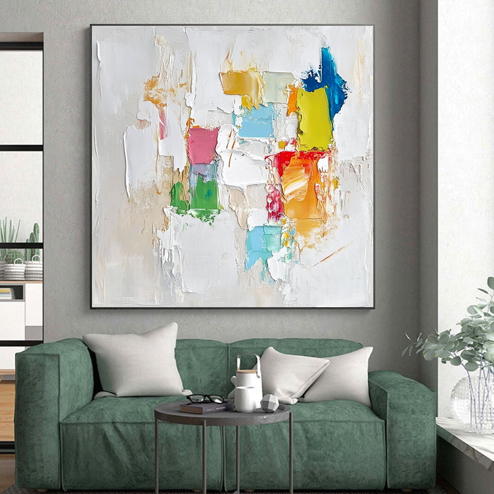 Colorful Block Abstract Painting with Thick Textures GER479