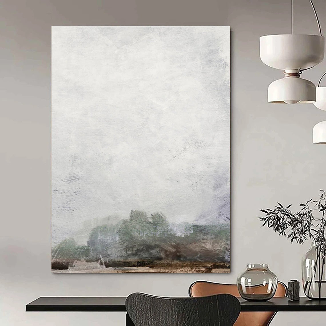Misty Gray Landscape Abstract Painting ADGE222