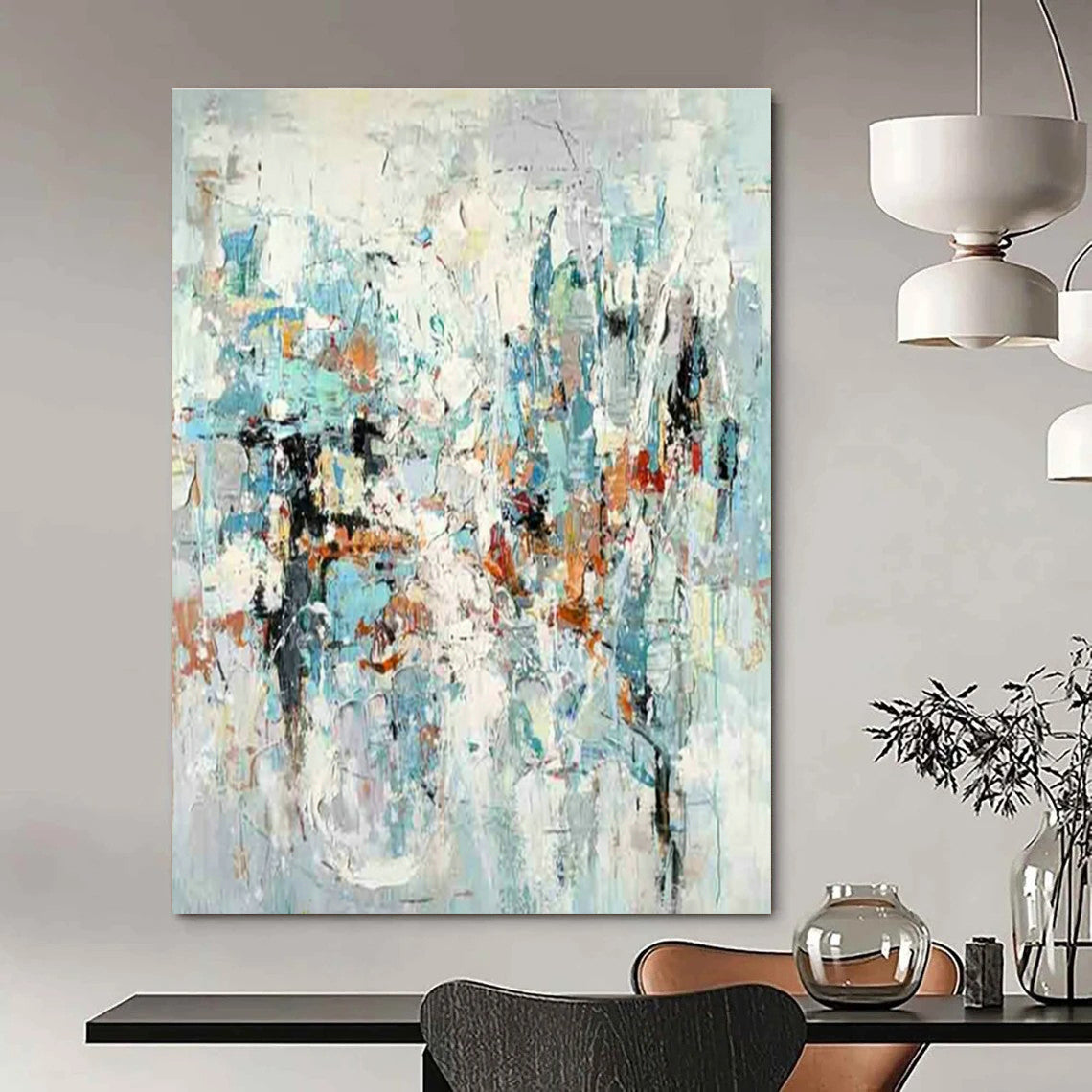 Large Hand-Painted Abstract Painting for Cottage Bedroom Pillow Storage Wall & Hallway Coat Hanger Rod Wall DLZ1777