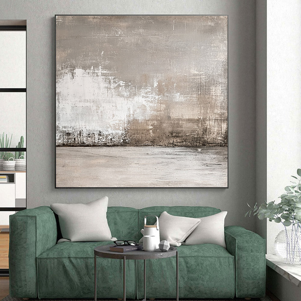 Gray Textured Abstract Painting with Muted Tones GER121