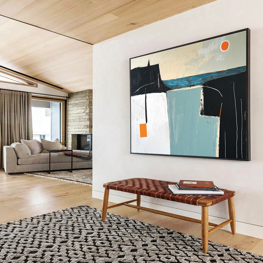 Minimalist Abstract Coastal Painting with Simple Shapes DYP546
