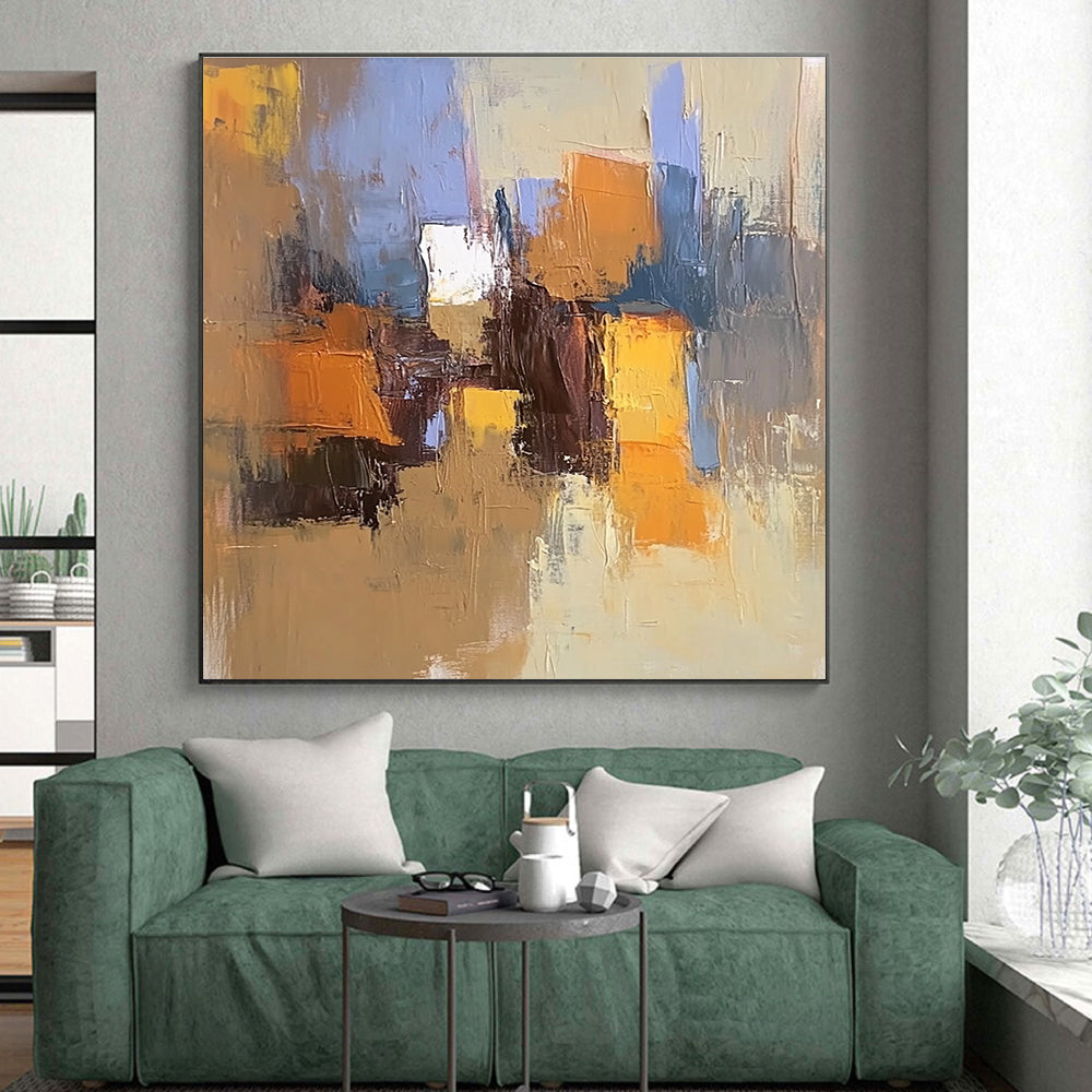 Colorful Block Abstract Painting with Layered Hues GER792