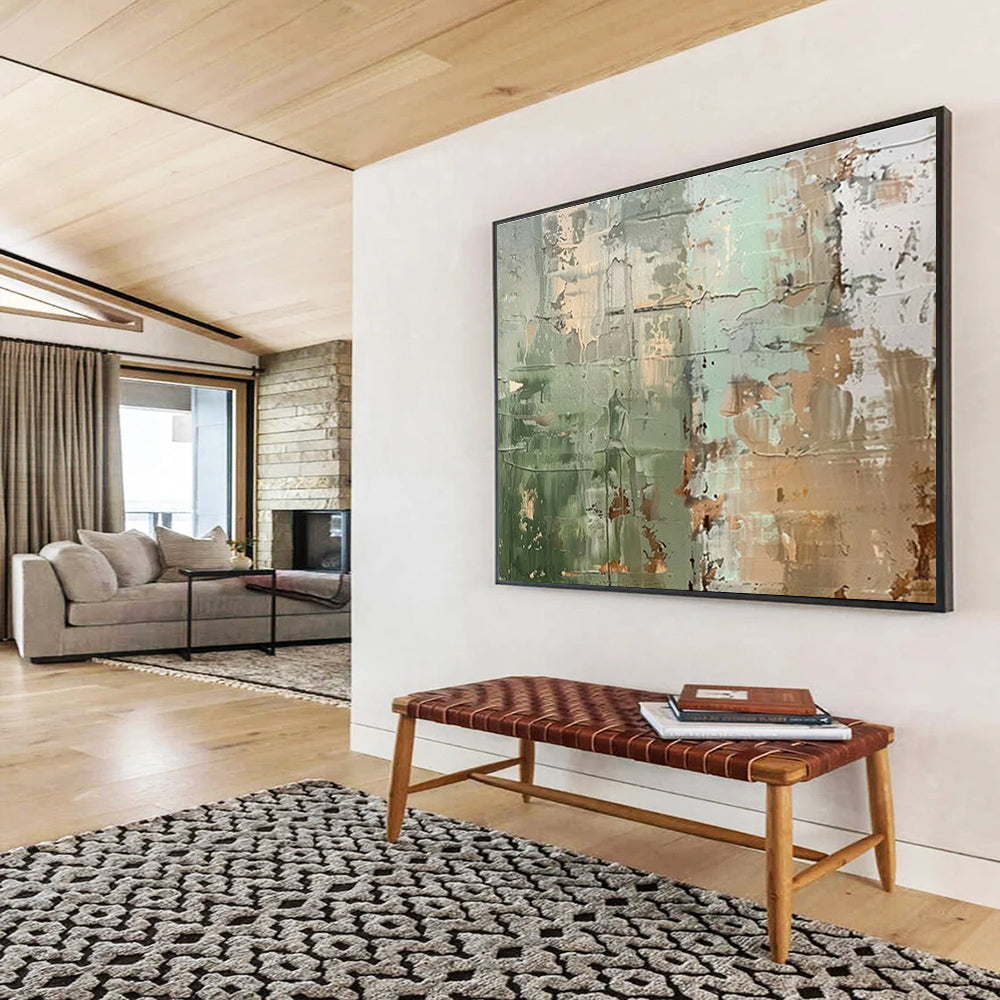 Green and Brown Textured Abstract Wall - like Painting THY106