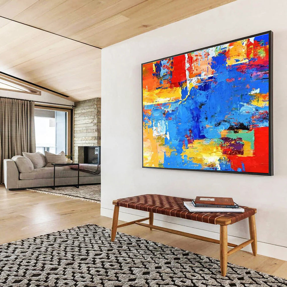 Bold Color Block Abstract Painting with Primary and Secondary Shades THY282