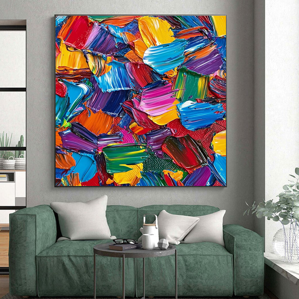 Colorful Palette Knife Abstract Painting with Vivid Pigments GER080