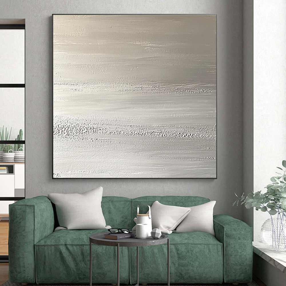 Silver Textured Abstract Painting with Subtle Patterns GER117