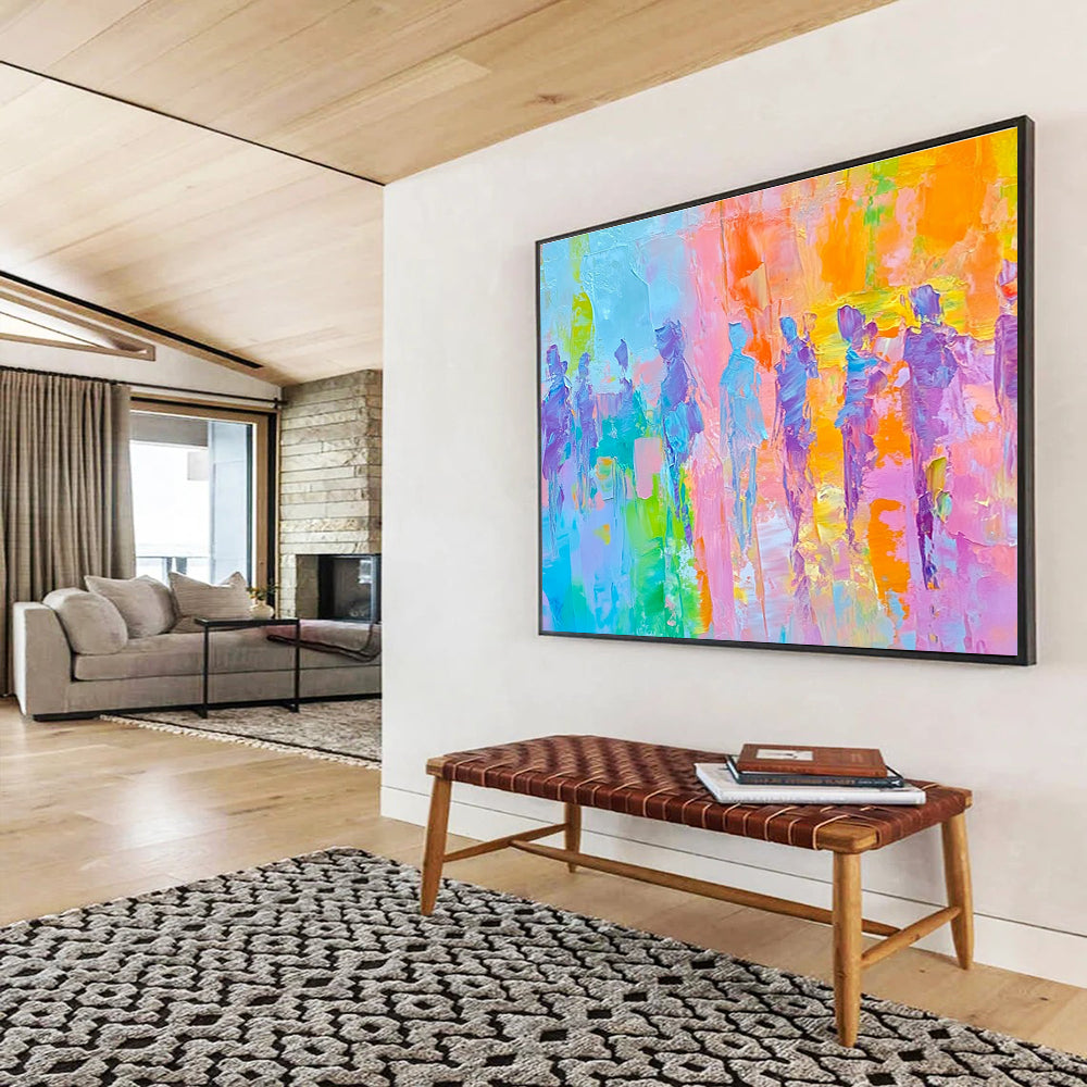 Colorful Figure Abstract Painting with Vibrant Background DYP318