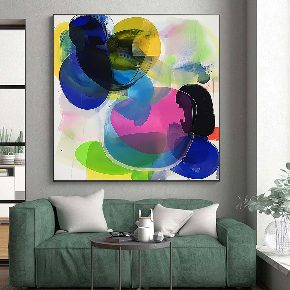 Colorful Overlapping Abstract Painting with Transparent Shapes GER608