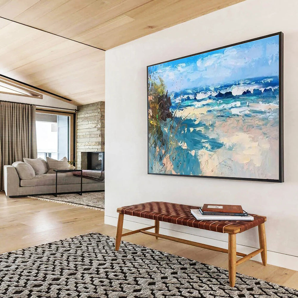 Beach with Waves Abstract Painting THY438
