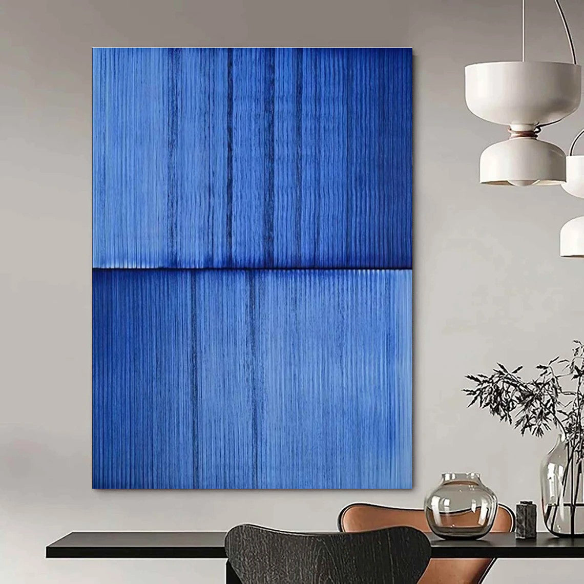 Blue Textured Minimalist Abstract Painting ADGE407