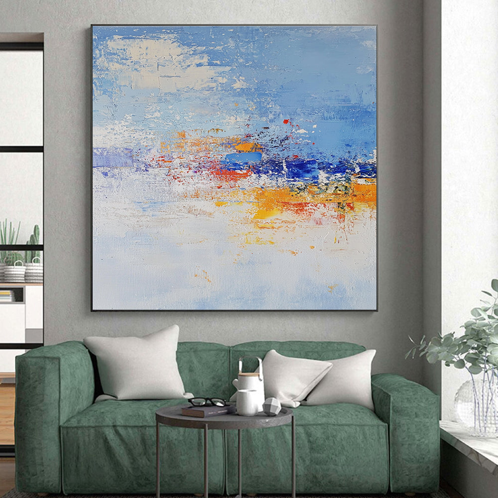 Blue Orange and Red Abstract Painting with Coastal Energy GER429