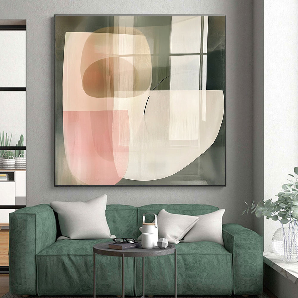Transparent Shapes Abstract Painting with Subtle Lines GER746