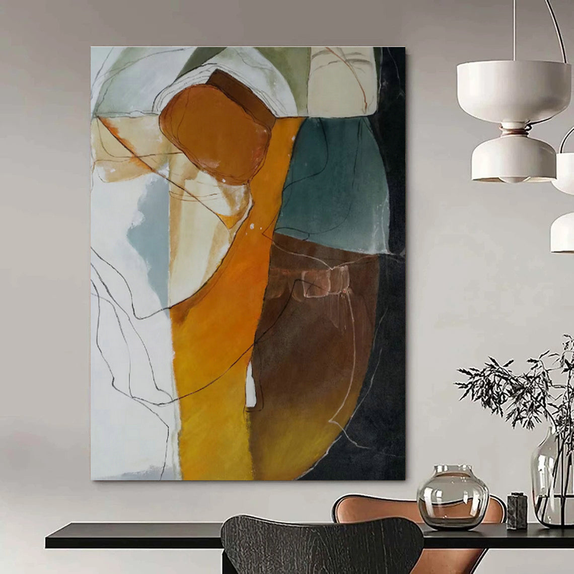 Enormous Hand - Painted Abstract Canvases for Living Room Entertainment Centers & Office Meeting Rooms DLZ0618