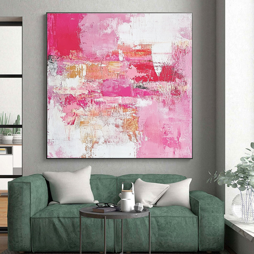 Pink Abstract Painting with Textured Surfaces GER727