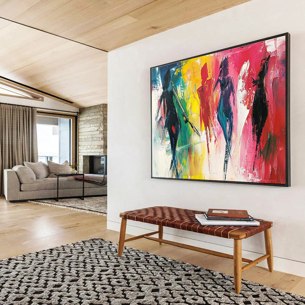 Colorful Figures Abstract Painting with Dynamic Brushstrokes DYP347