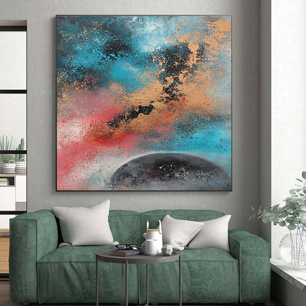 Cosmic Abstract with Blue Pink Gold and Black GER333