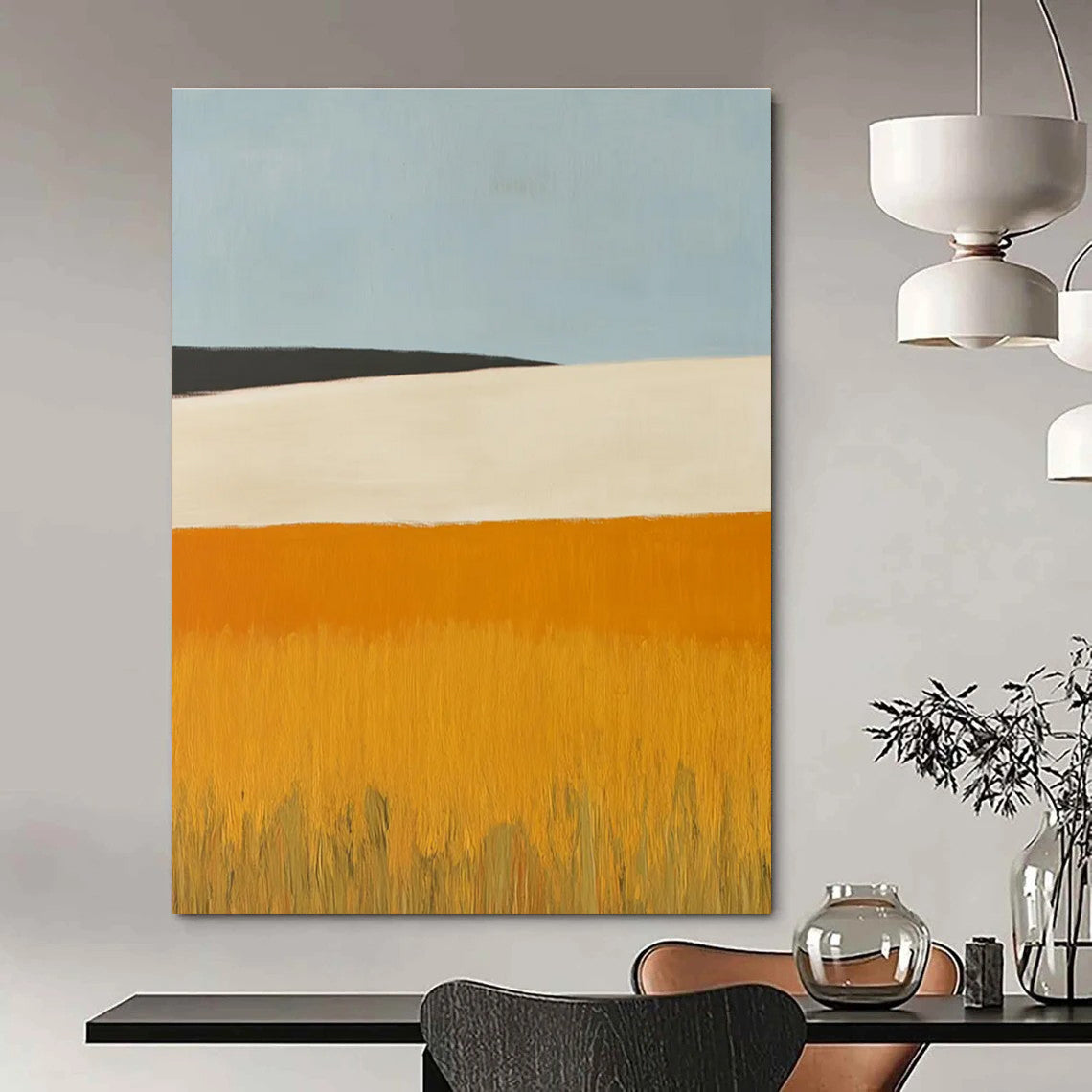 Minimalist Landscape Abstract Painting with Bold Color Blocks ADGE434