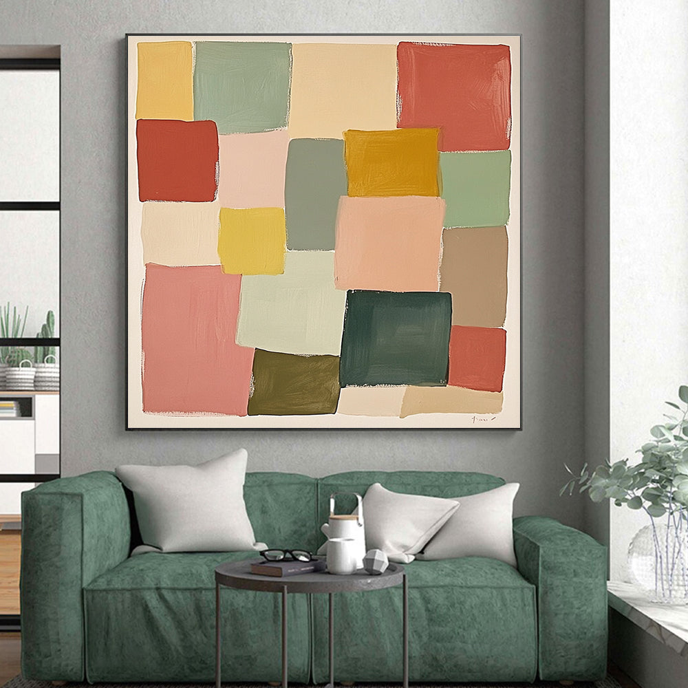 Color - Block Mosaic Abstract Painting with Diverse Hues GER278