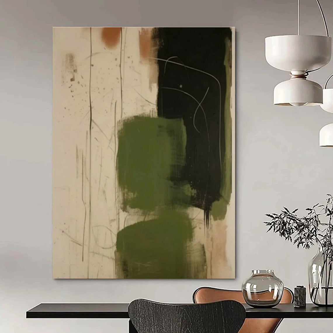 Hand - Painted Abstract Art for Dining Room Banquet Chair Upholstery & Entryway Console Table Tops DLZ0846