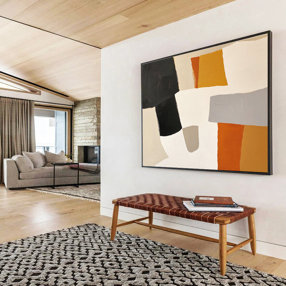 Neutral and Orange Shapes Abstract Painting DYP105