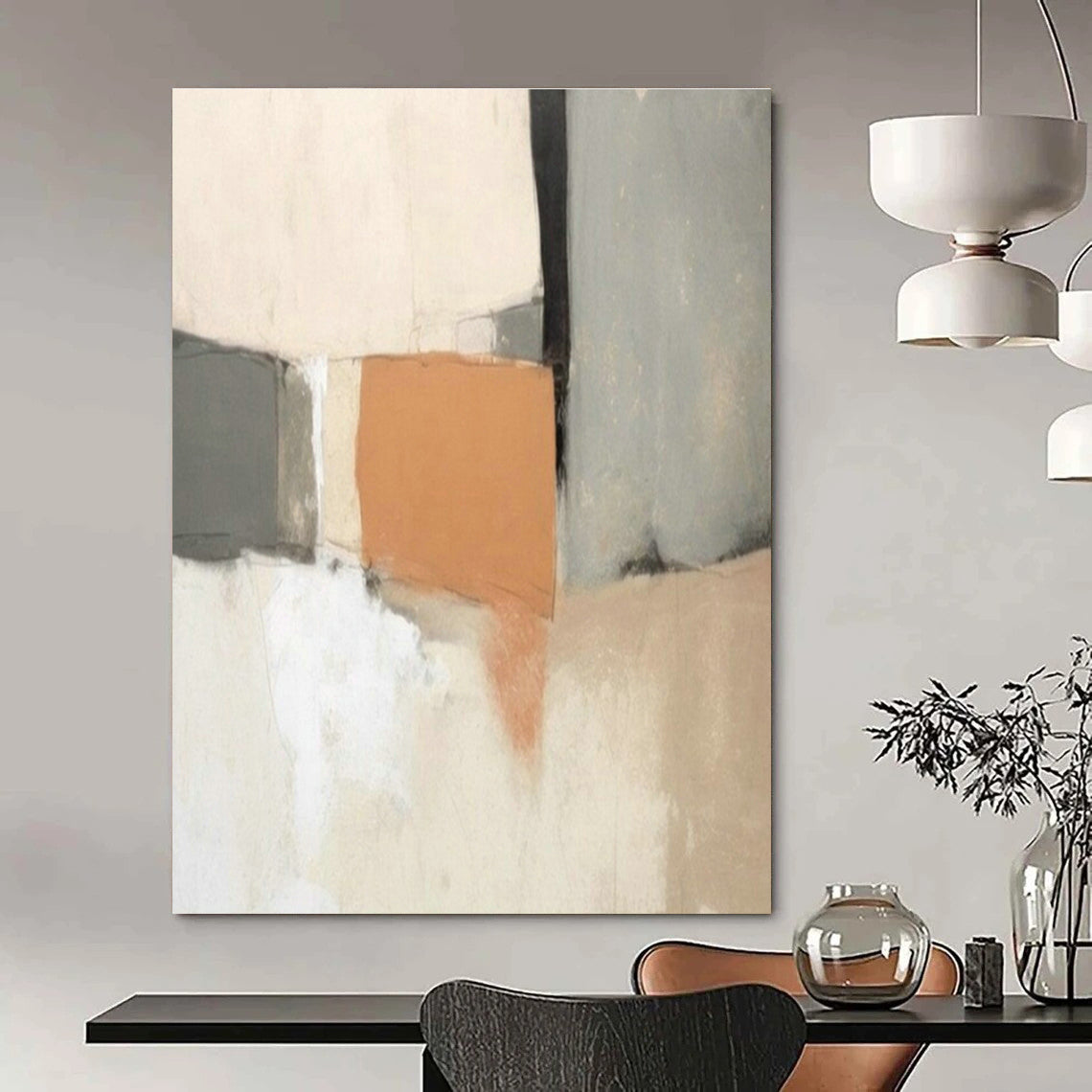 Extra-large Custom Hand-Painted Abstract Canvas for Dining Room Server Hutch Wall and Entryway Glove Storage Niche DLZ1937