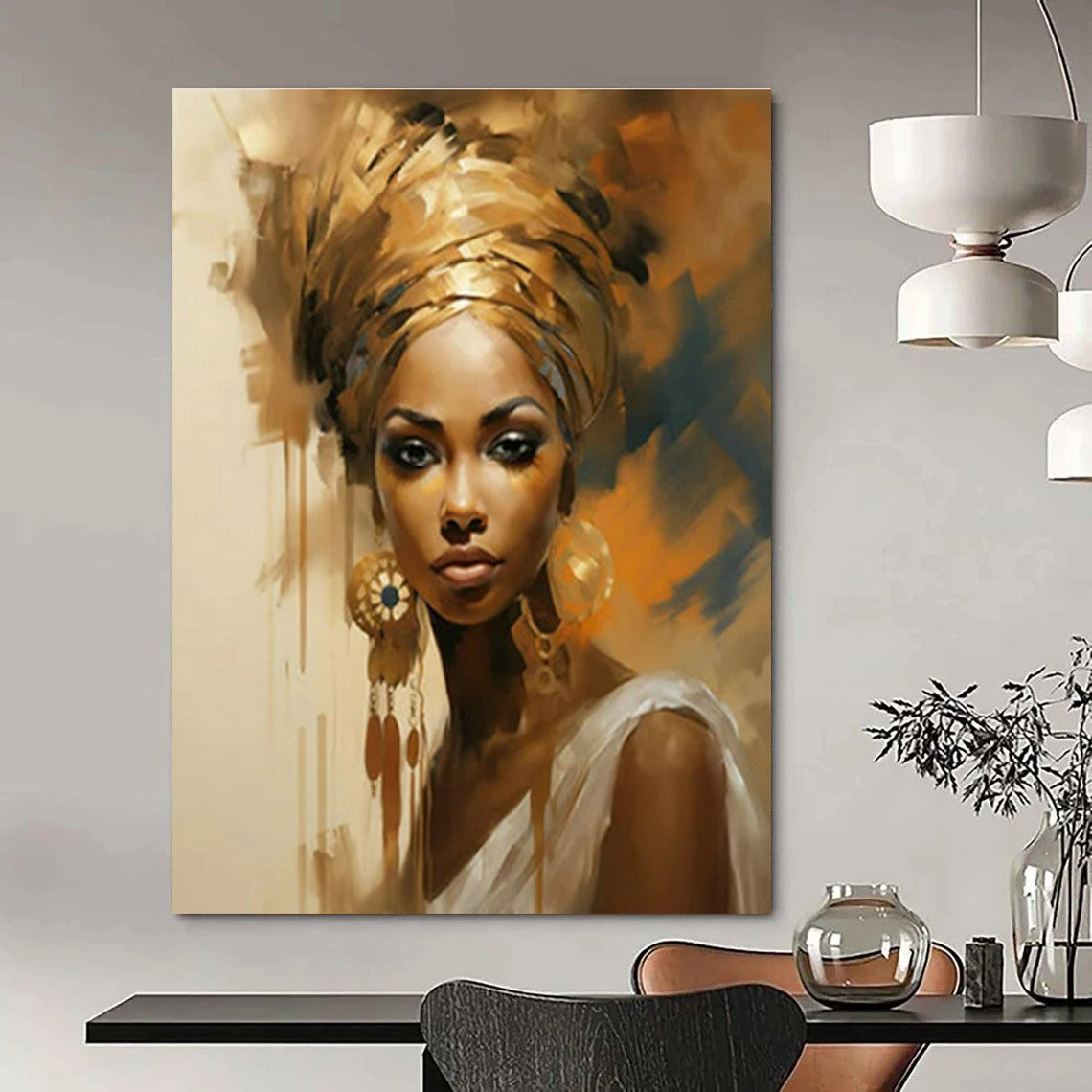 Large Hand-Painted Abstract Painting for Cottage Bedroom Dressing Screen Wall and Hallway Partition Wall DLZ1717