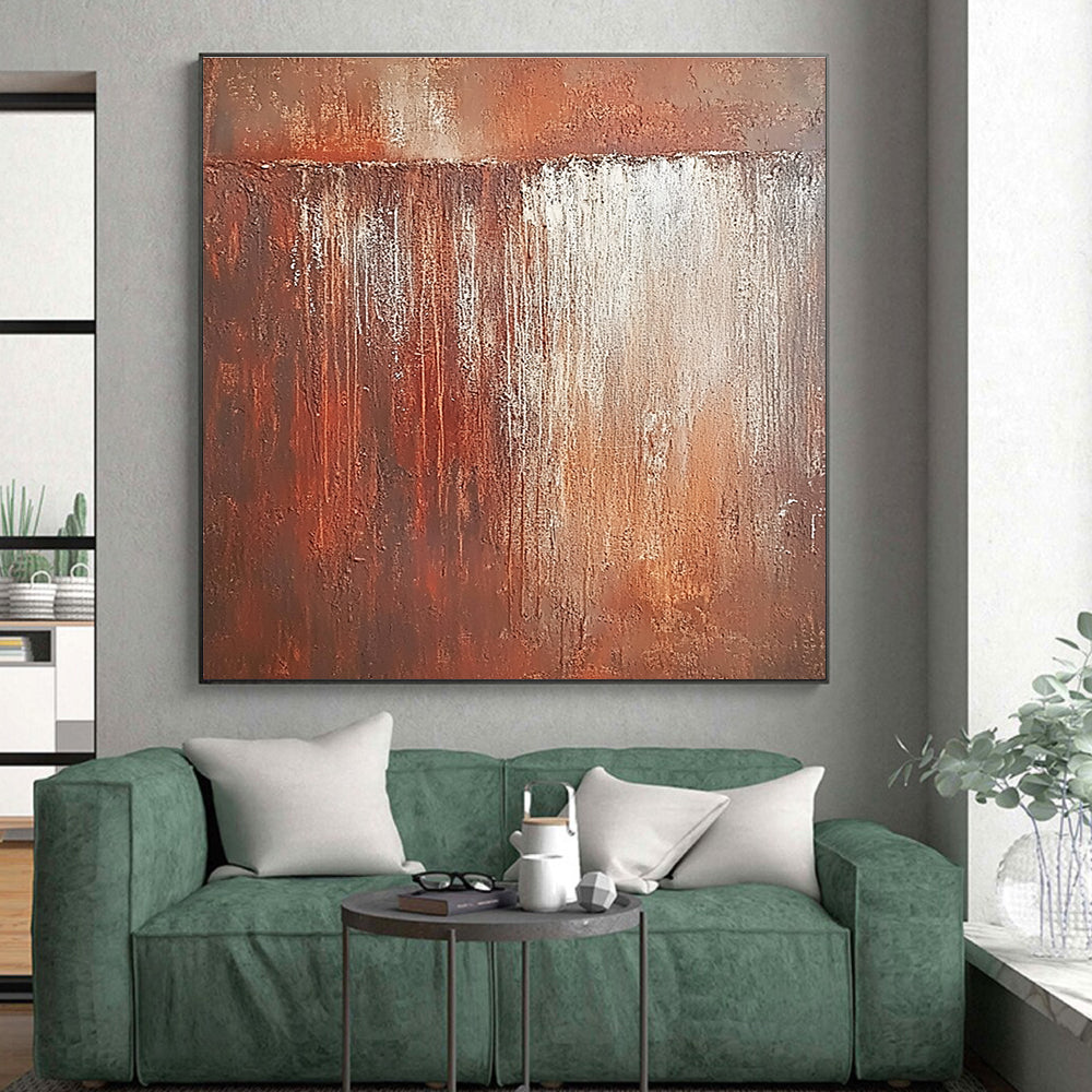 Rust - Colored Abstract Painting with Textured Patina GER137