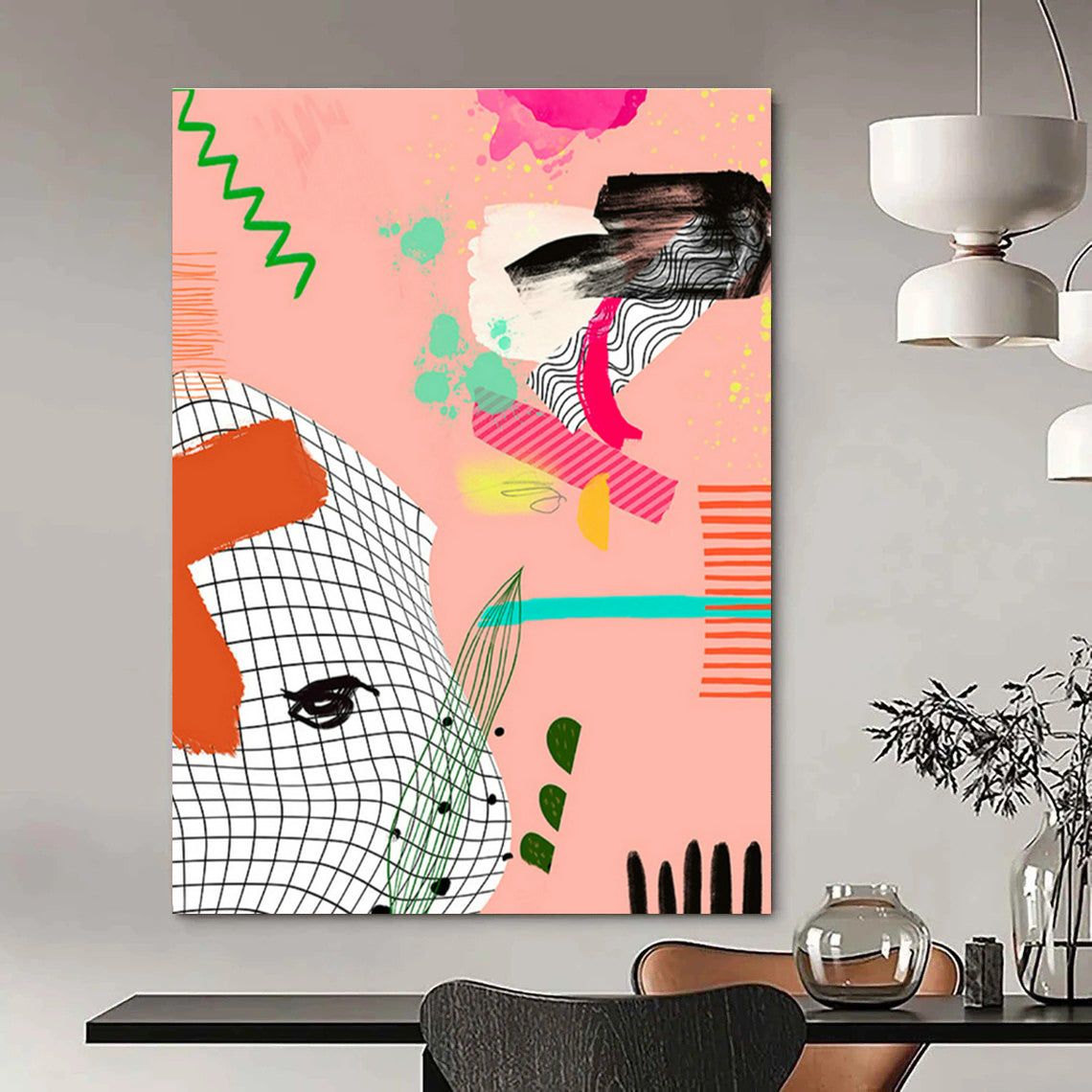 Oversized Abstract Hand - Painted Art for Entryway and Office DLZ0646