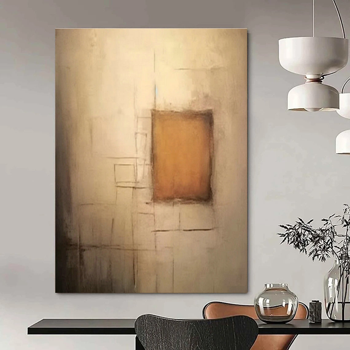 Large Hand - Painted Abstract Canvases for Hallway Stair Risers & Office Server Closets DLZ0848