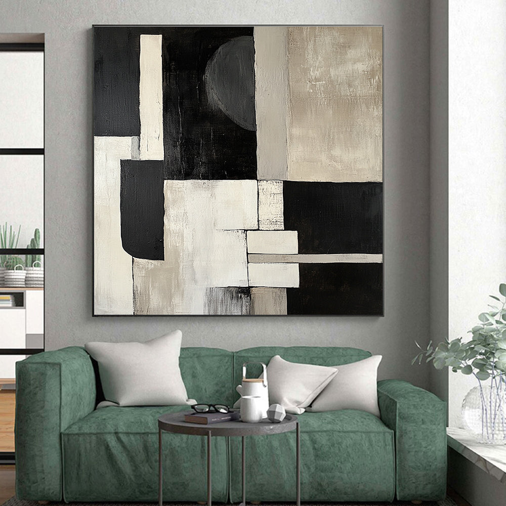 Geometric Neutral Abstract Painting with Clean Lines GER532