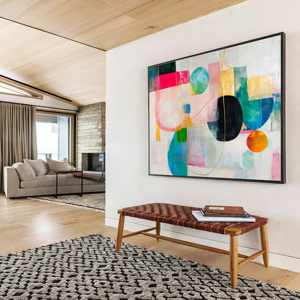 Abstract Composition with Gold Accents and Colorful Shapes DYP533