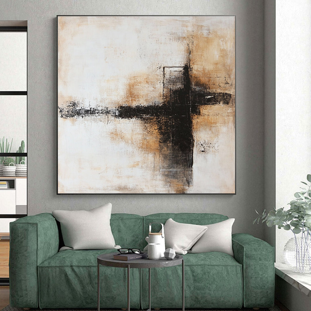 Cross Abstract with Black Brown and Beige GER339
