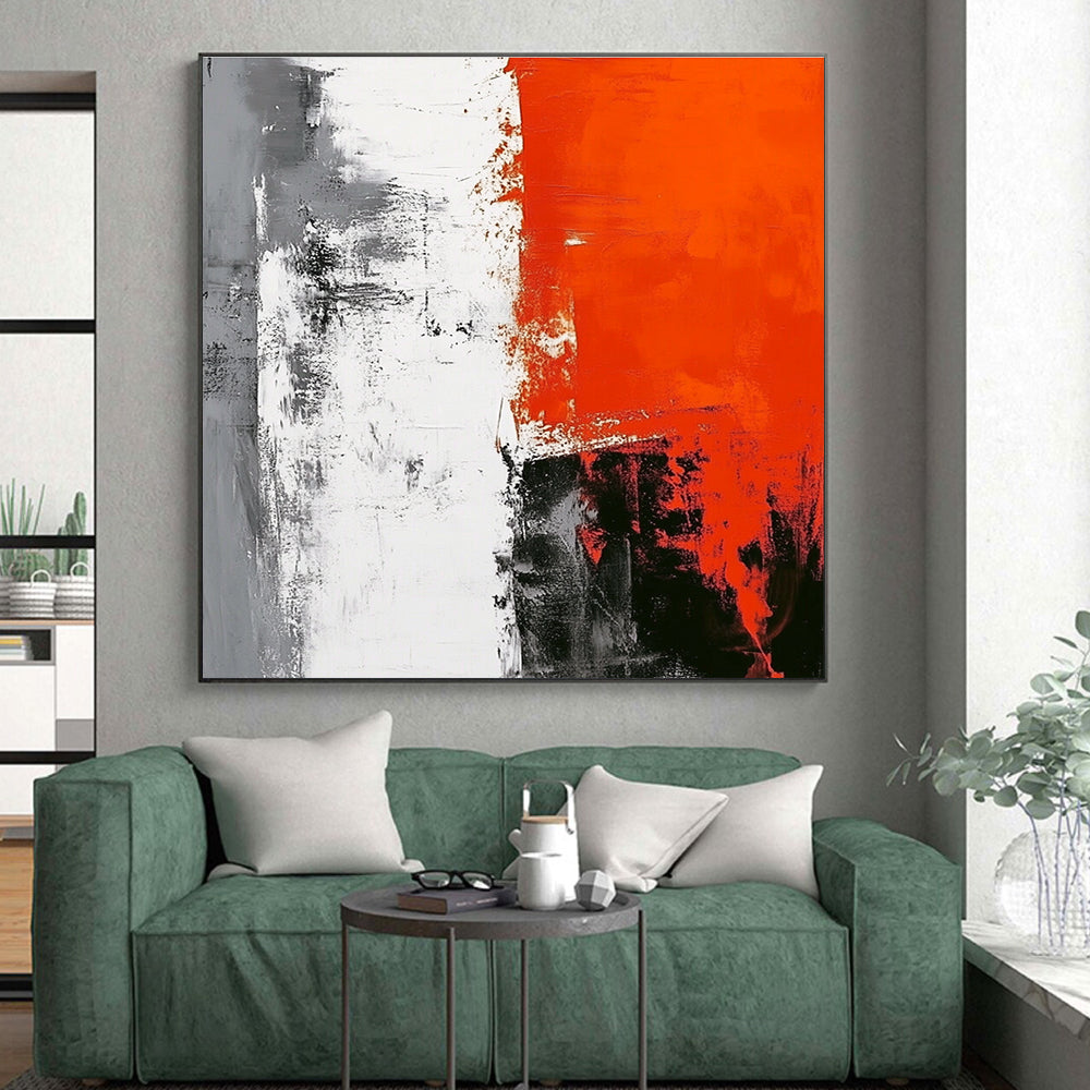Red and Gray Abstract Painting with Textured Strokes GER450