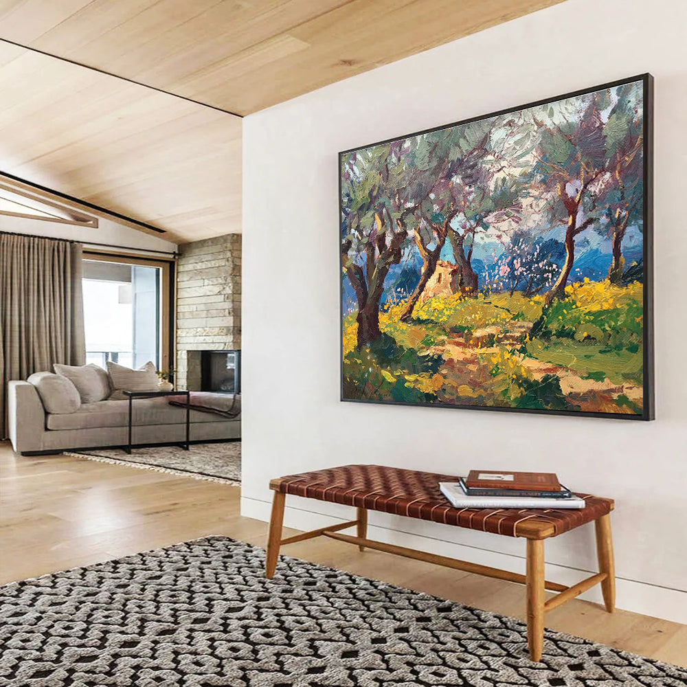 Green Yellow Olive Grove Abstract Painting THY474