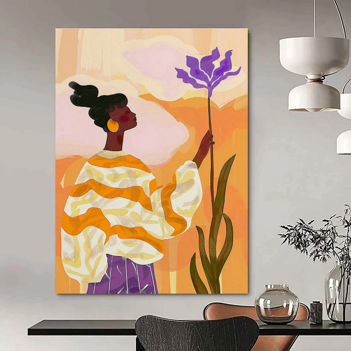 Oversized Hand - Painted Abstract Art for Office Cubicle Partitions & Entryway Mirror Frames DLZ0695