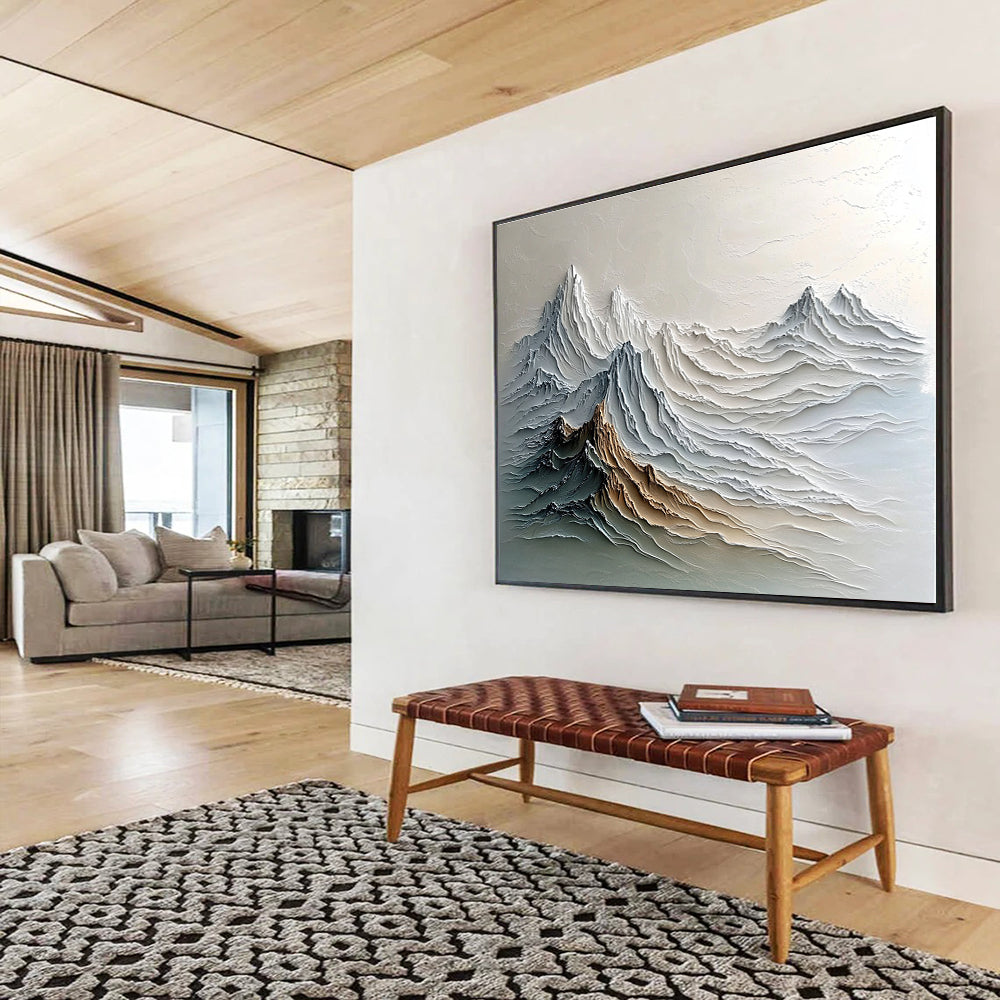 Textured Mountain Landscape Abstract Painting with Layered Colors DYP148