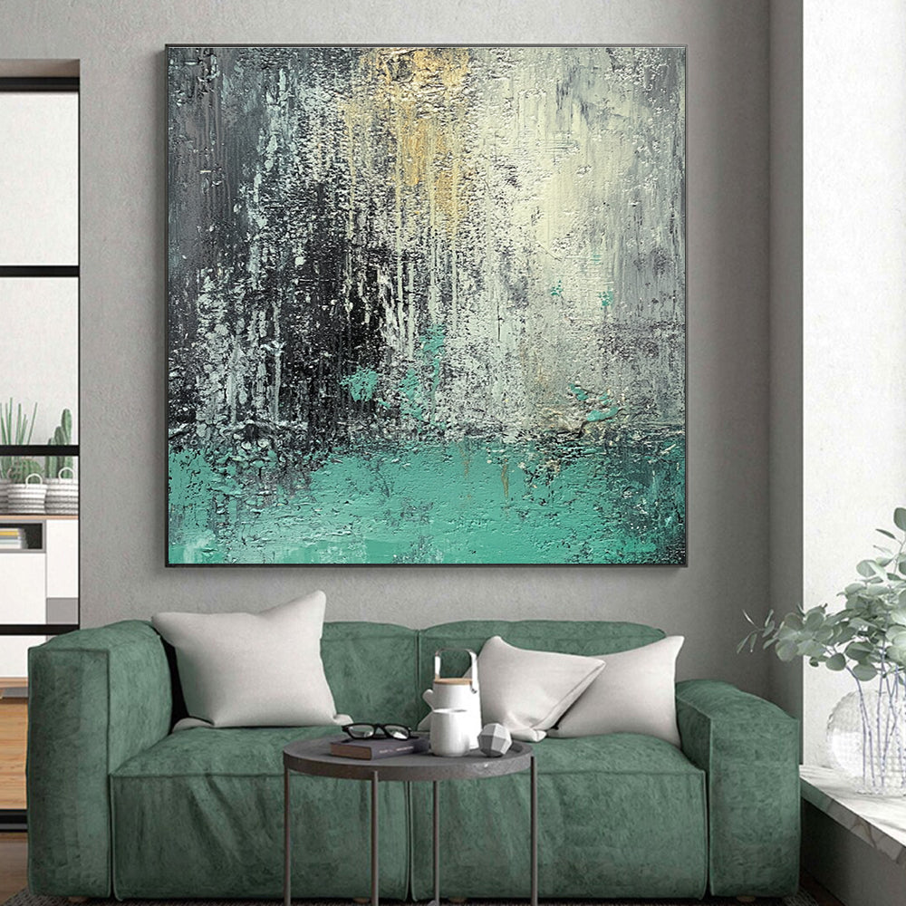 Teal and Orange Abstract with Textured Surfaces GER287