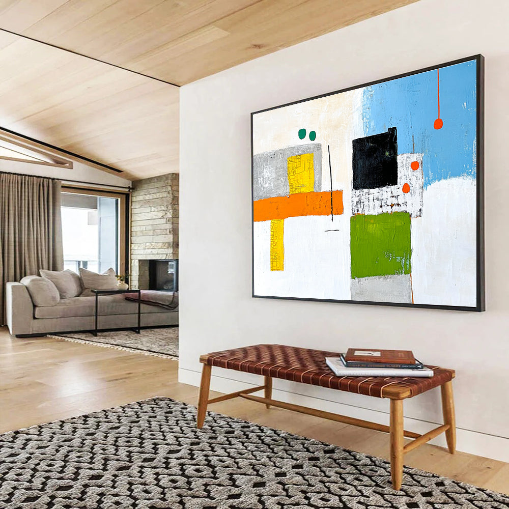 Colorful Geometric Abstract Painting with Playful Shapes DYP258
