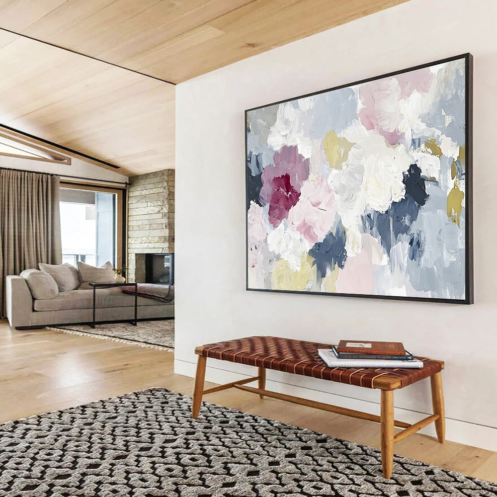 Soft Tones Floral Abstract Painting with Textured Petals DYP210