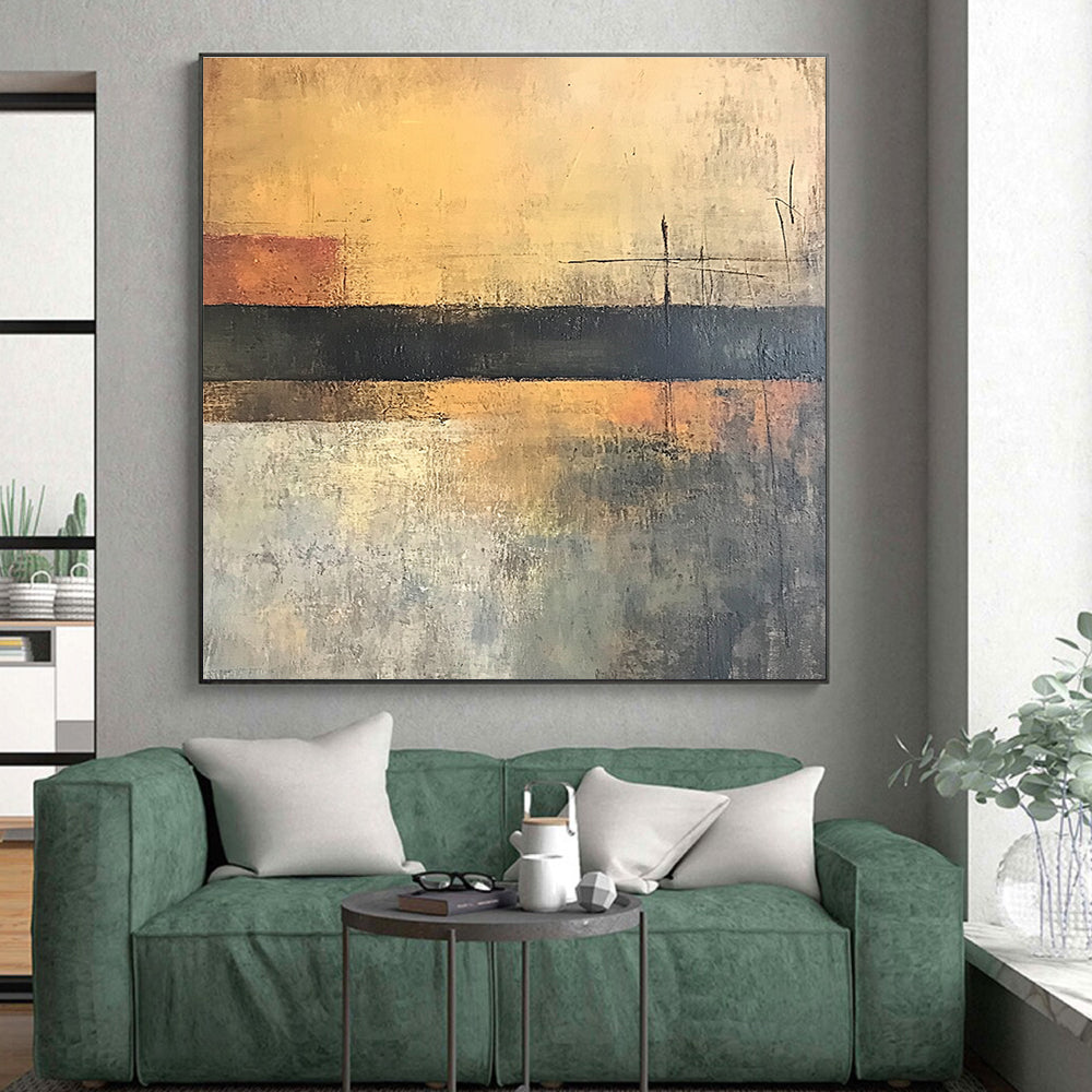 Earth Tone Minimalist Abstract Painting with Subtle Lines GER762