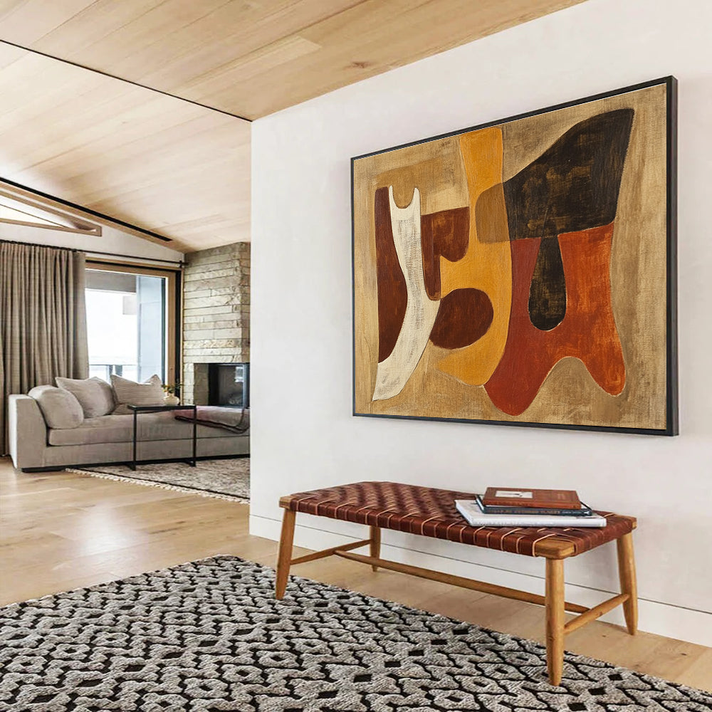 Earth - Toned Abstract Forms Painting DYP104