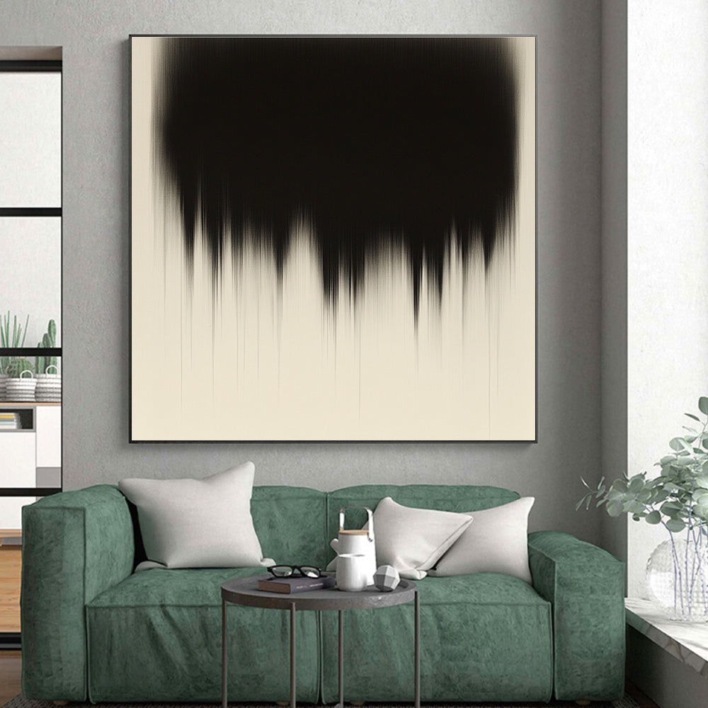 Black and Beige Gradient Abstract Painting with Dripping Effects GER182