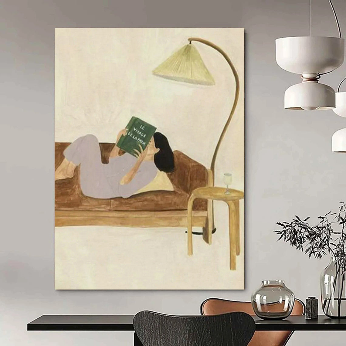 Hand - Painted Abstract Canvases for Cottage Dining Room Hutch Glass Shelf Edges & Hallway Coat Closet Rods DLZ0910
