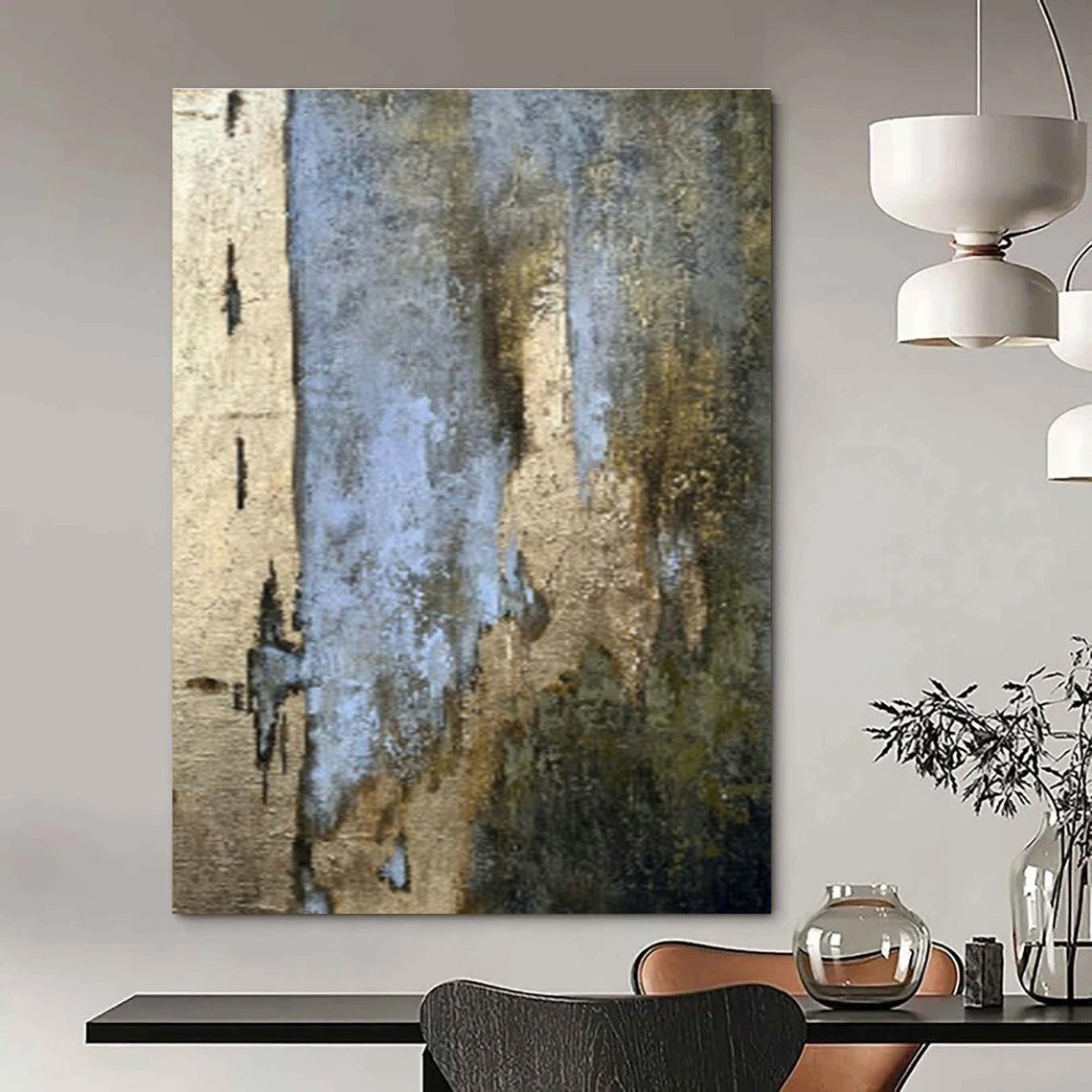 Large Customizable Hand-Painted Abstract Art for Living Room Media Console Back Wall and Entryway Umbrella Stand Interior DLZ1898