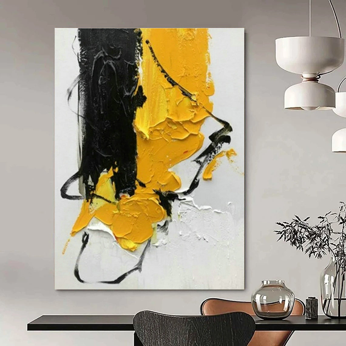 Custom Hand-Painted Abstract Art for Entryway and Dining Room DLZ1447