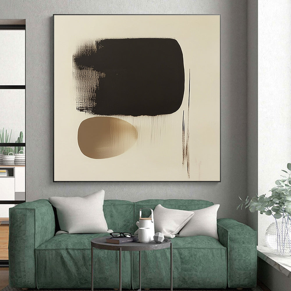 Black and Beige Abstract Painting with Soft Edges GER171