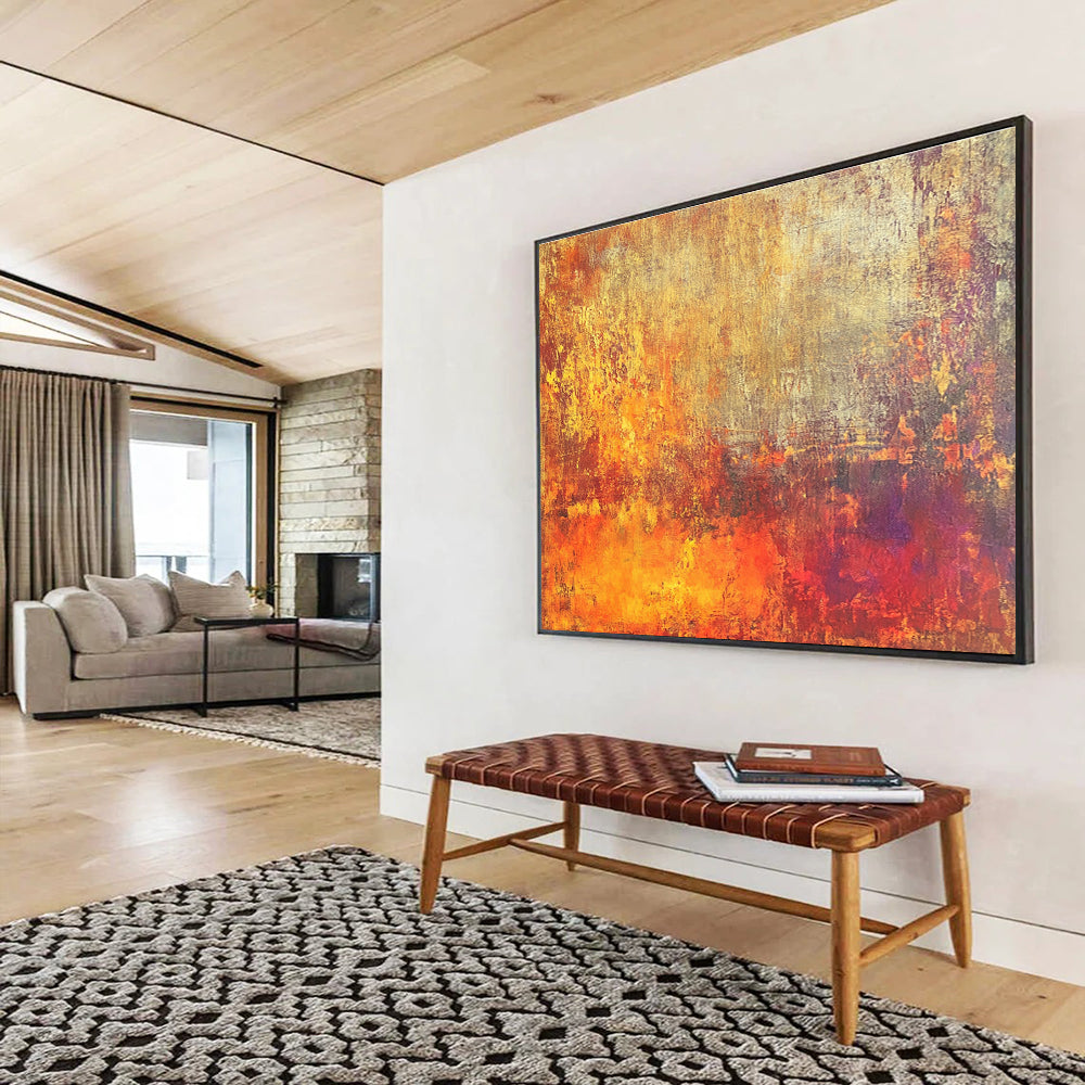 Orange Yellow Purple - Warm Abstract Painting DYP024
